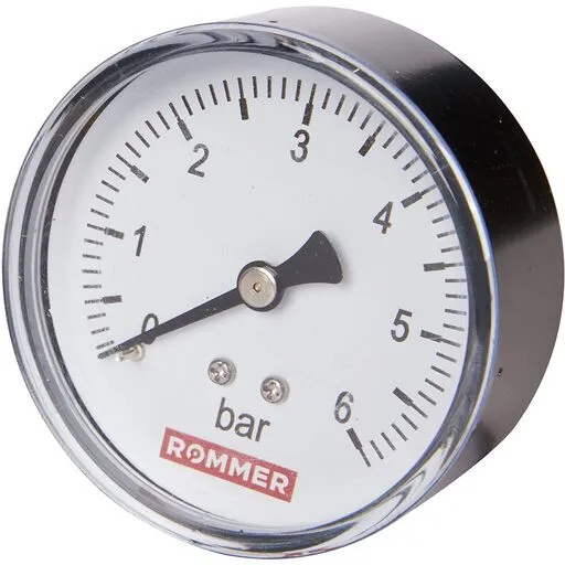 Манометр аксиальный DN 63 мм 1/4, 0-6 бар, кл.2,5 RIM-0009-630608 ROMMER